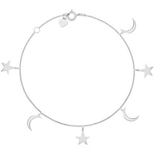 Srebrna bransoletka na nogę 925 gwiazdka księżyc