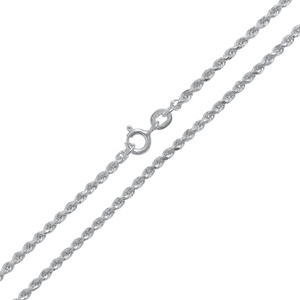 Srebrny rodowany łańcuszek 925 splot Kordel 45 cm