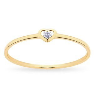 Złoty pierścionek 585 cyrkonia w sercu