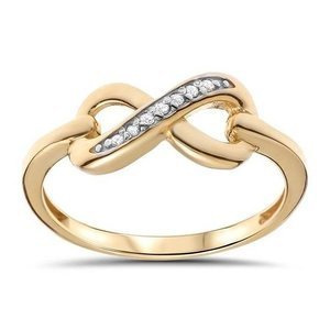 Złoty pierścionek 585 nieskończoność brylant 0,04 ct Infinity