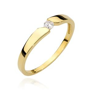 Złoty pierścionek 585 zaręczynowy z jednym brylantem 0,08 ct