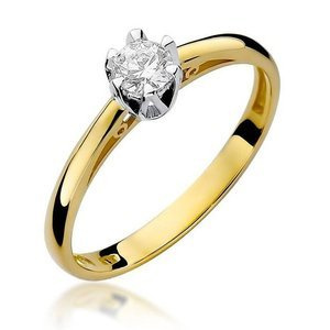 Złoty pierścionek zaręczynowy 585 z brylantem 0,15 ct