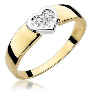Złoty pierścionek zaręczynowy serce 585 brylant 0,04 ct
