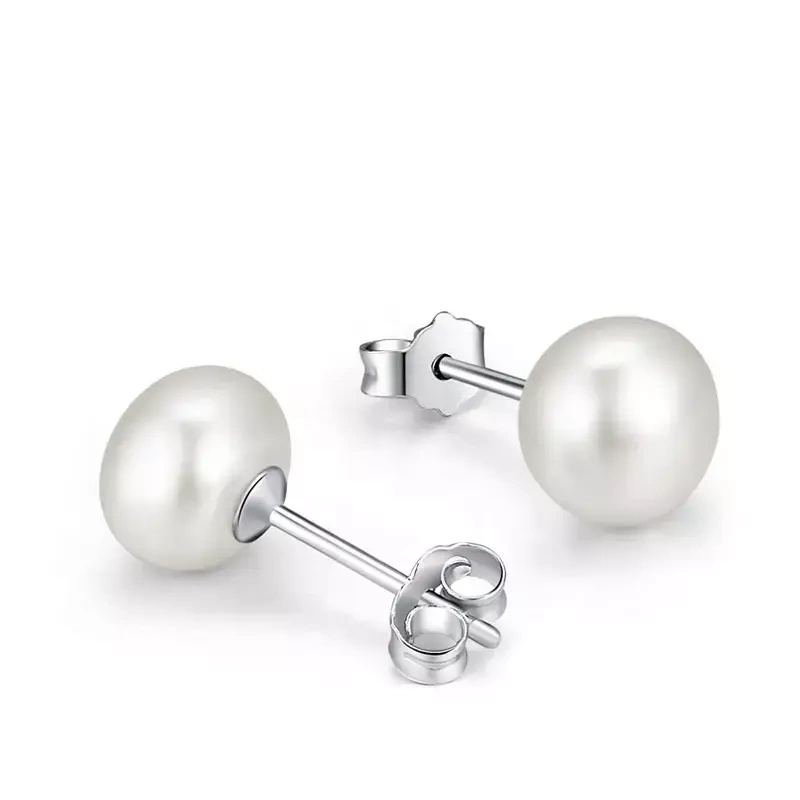 Kolczyki srebrne z białymi perłami Srebro 925 7 mm