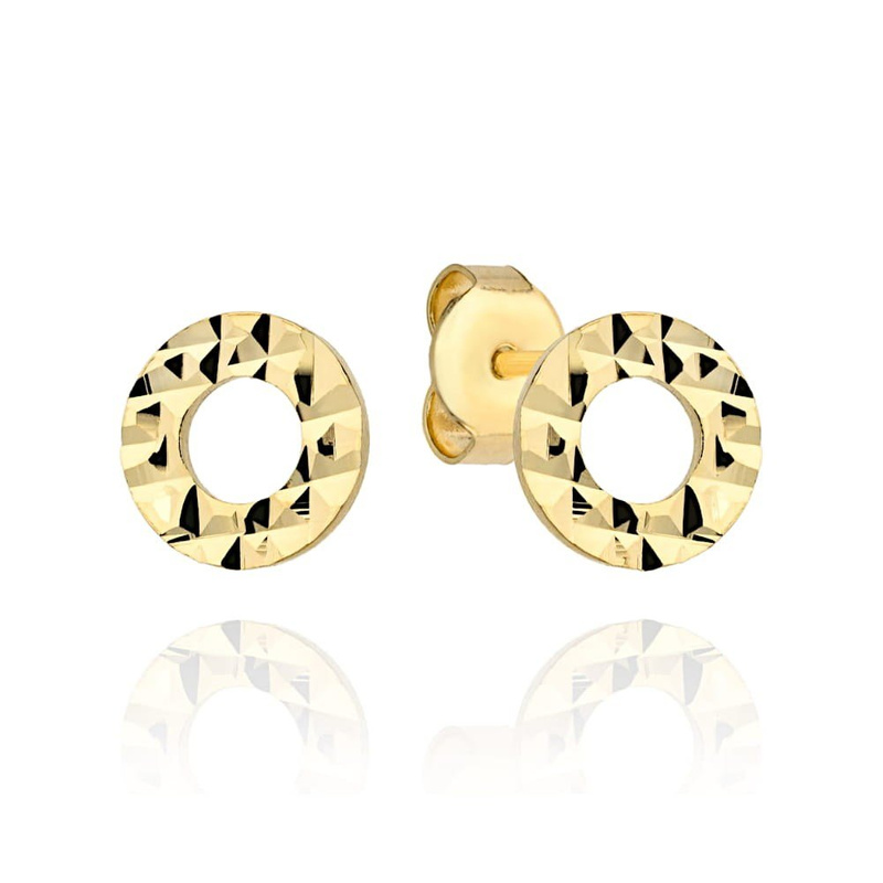Kolczyki złote 585 diamentowany ring