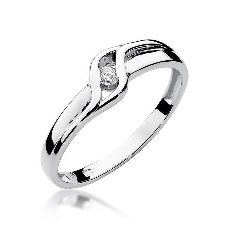 Pierścionek zaręczynowy 585 białe złoto diament 0,04 ct