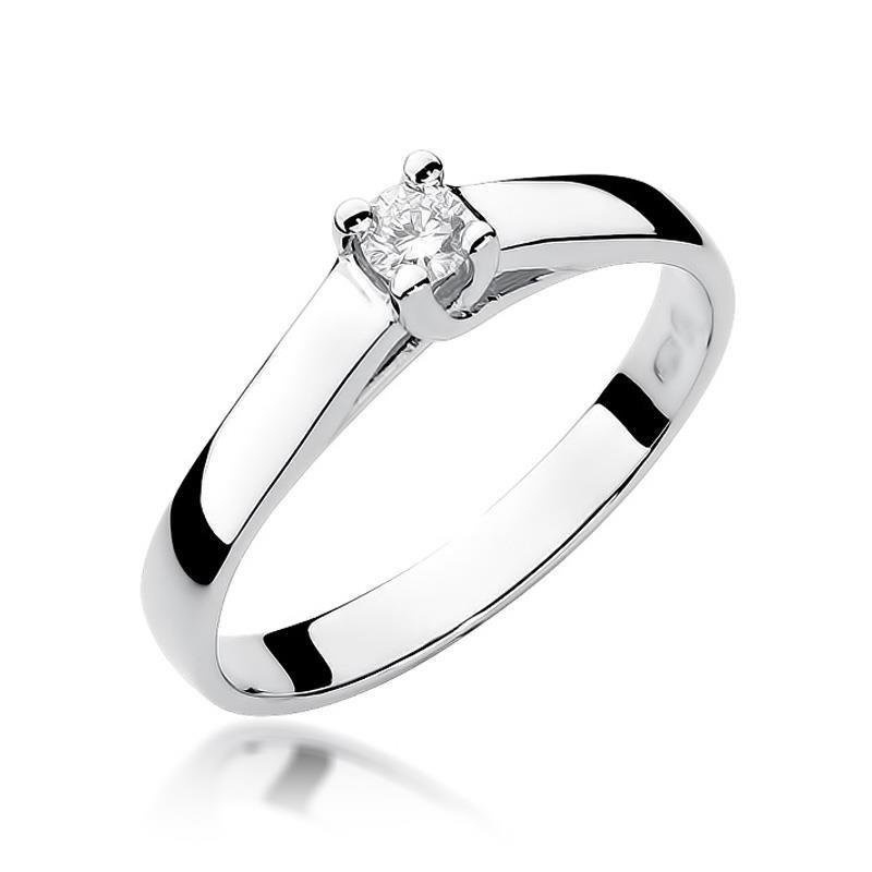 Pierścionek zaręczynowy diament 0,10 ct białe złoto 585 