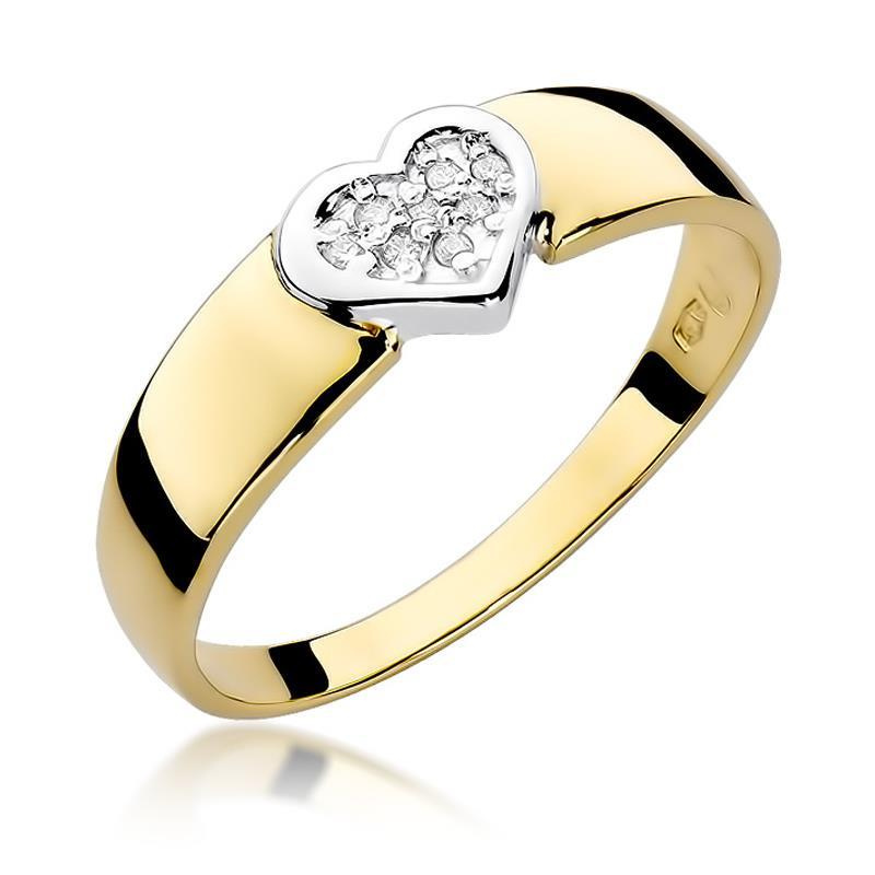 Pierścionek zaręczynowy ze złota 585 serce z diamentem 0,04 ct