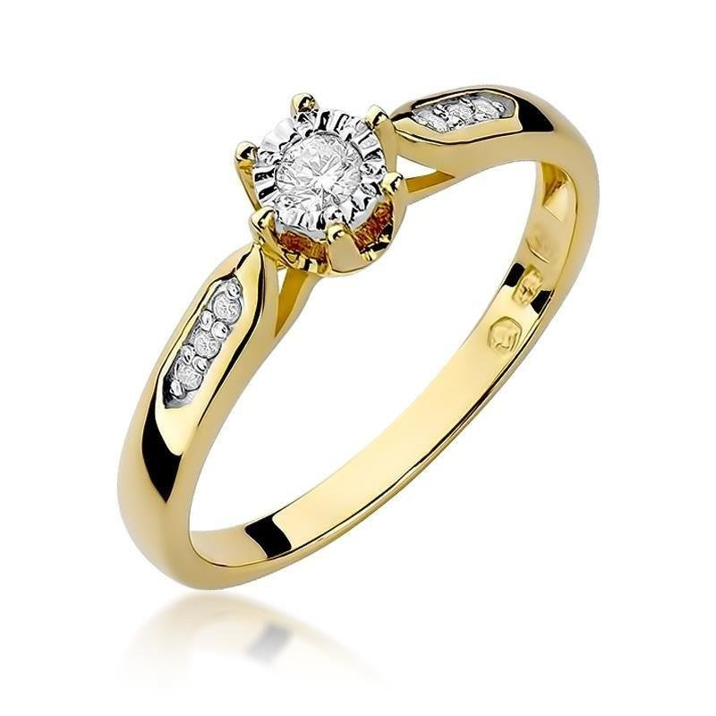 Pierścionek zaręczynowy ze złota 585 z diamentem 0,11 ct