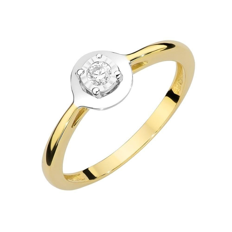 Pierścionek złoty na zaręczyny złoto 585 brylant w białej oprawie 0,08 ct