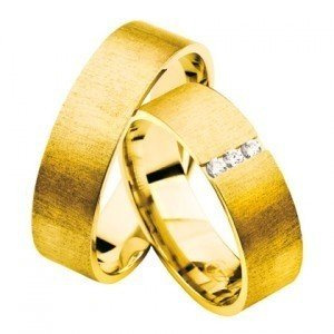 Ślubne złote obrączki 585 Amare Promise mat cyrkonia