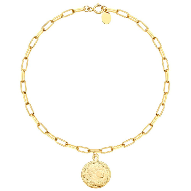 Srebrna bransoletka 925 CHOKER złocony modny łańcuch MONETA