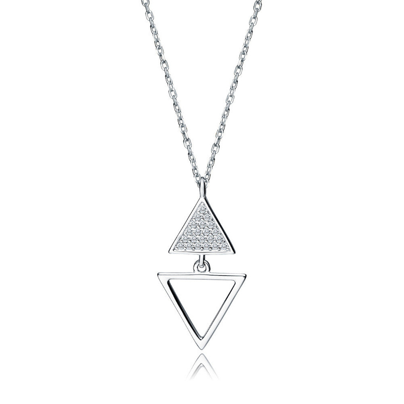 Srebrny naszyjnik 925 CELEBRYTKA trójkąty cyrkonie