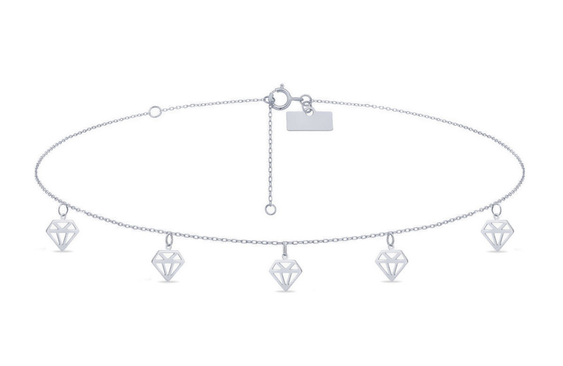 Srebrny naszyjnik 925 CHOKER diamenty na rodowanym łańcuszku