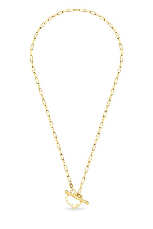 Srebrny naszyjnik 925 CHOKER złocony modny łańcuch SERCE zapięcie Toggle