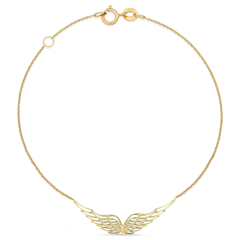 Złota bransoletka 585 CELEBRYTKA ze skrzydłami anioła