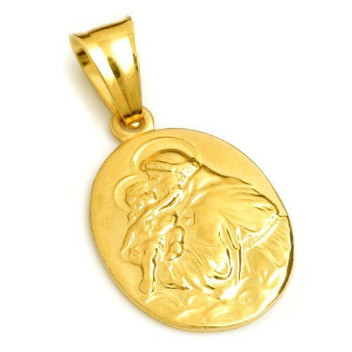 Złoty medalik 333 św. Antoni pudełko z dedykacją i torebką
