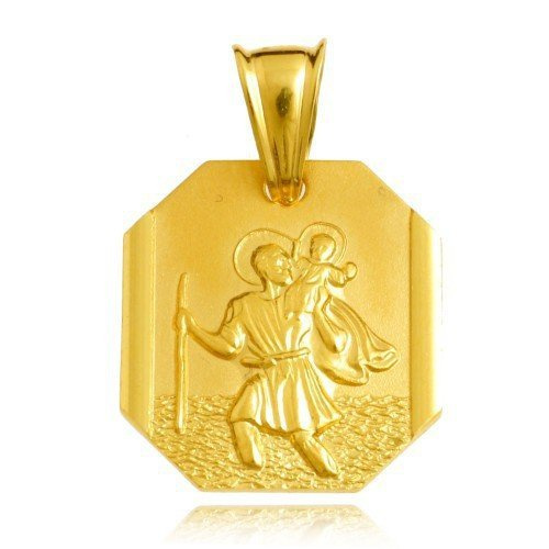 Złoty medalik 333 św. Krzysztof pudełko z dedykacją i torebką