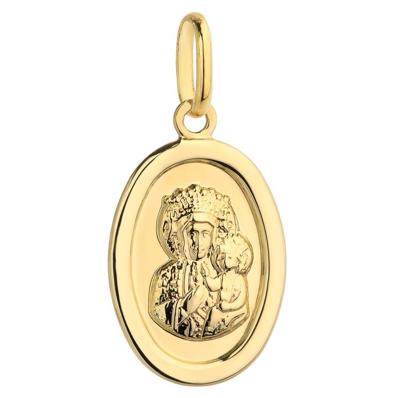 Złoty medalik Matka Boska Częstochowska złoty owal pr. 585