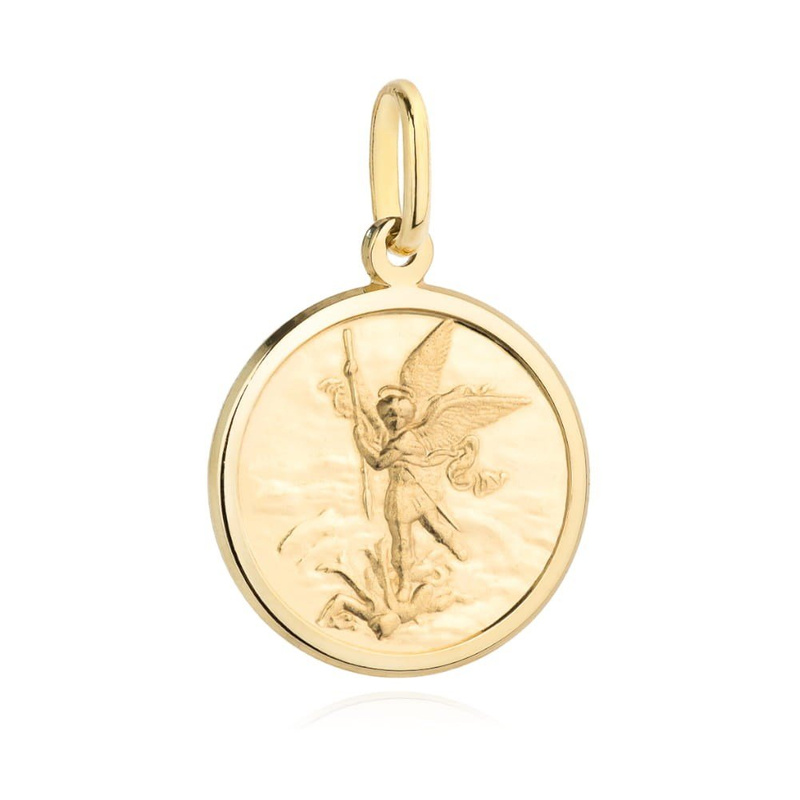 Złoty medalik okrągły pr. 585 Święty Michał Archanioł
