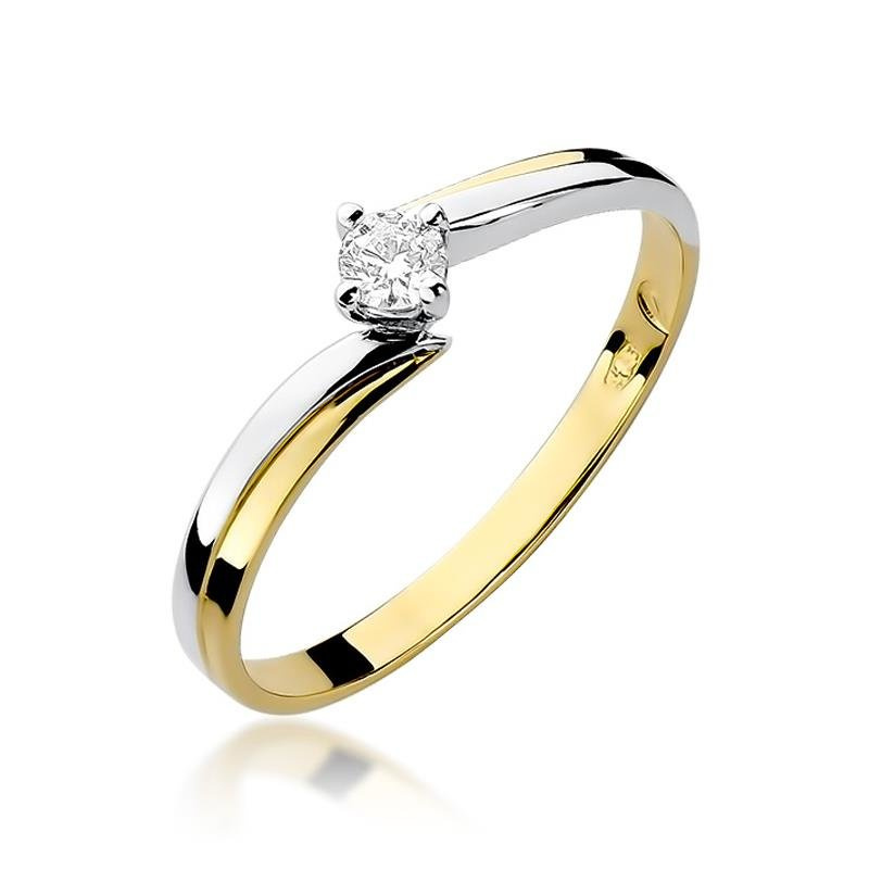 Złoty pierścionek 585 diament 0,10 ct