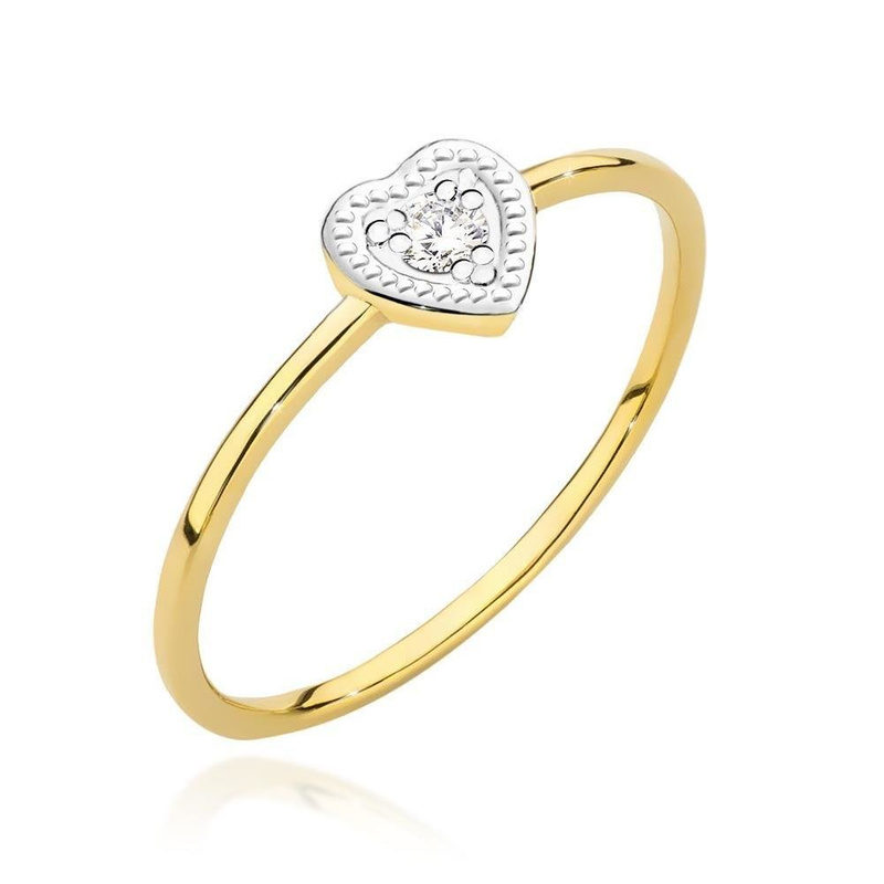 Złoty pierścionek 585 zaręczynowy z diamentem 0,02 ct