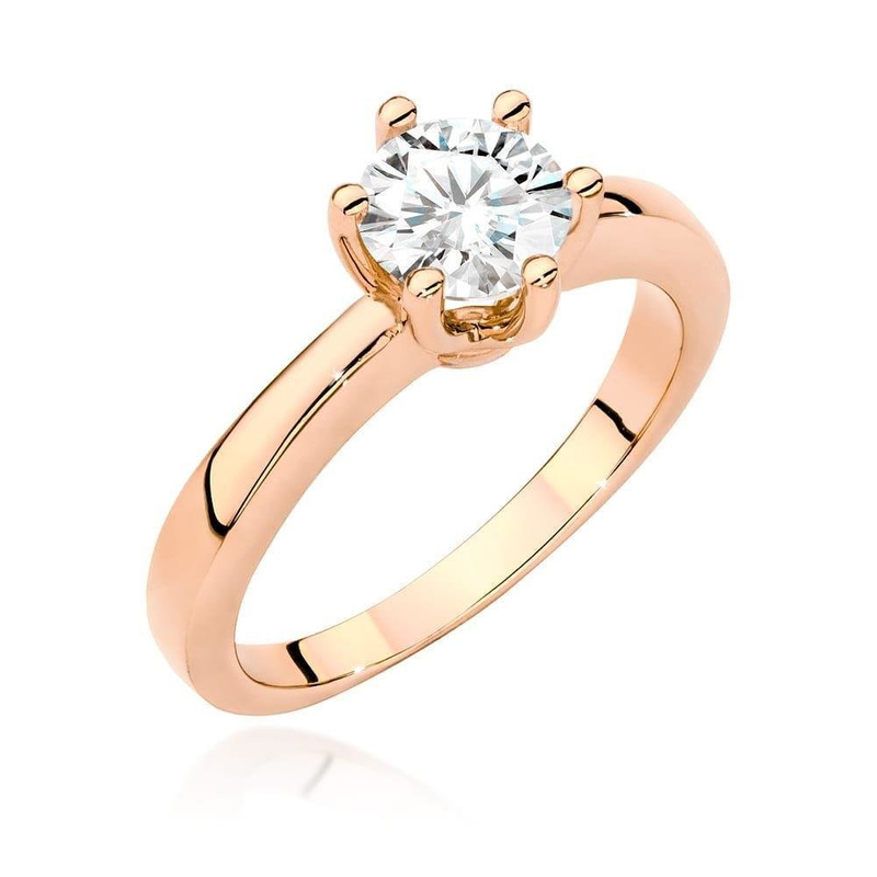 Złoty pierścionek białe złoto 585 jednokamieniowy  brylant 0,70 ct