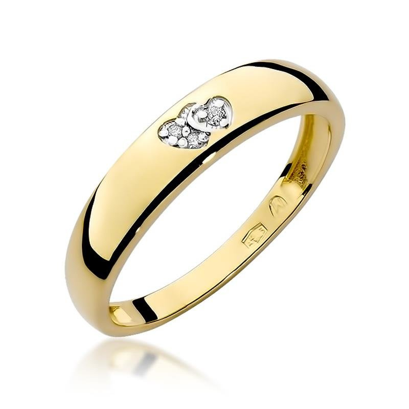 Złoty pierścionek obrączka 585 serce diament
