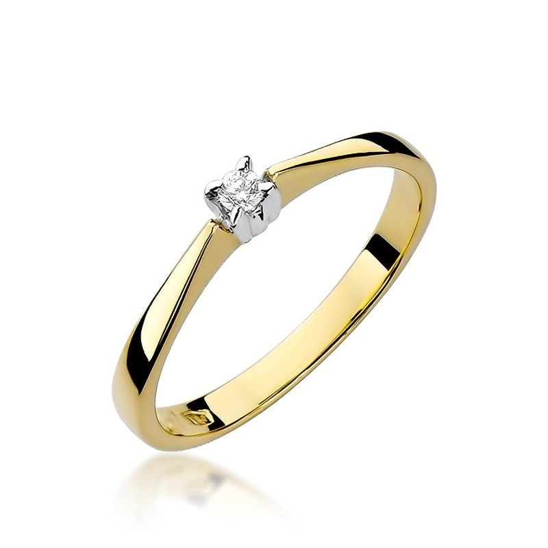 Złoty pierścionek zaręczynowy 585 brylant 0,03 ct