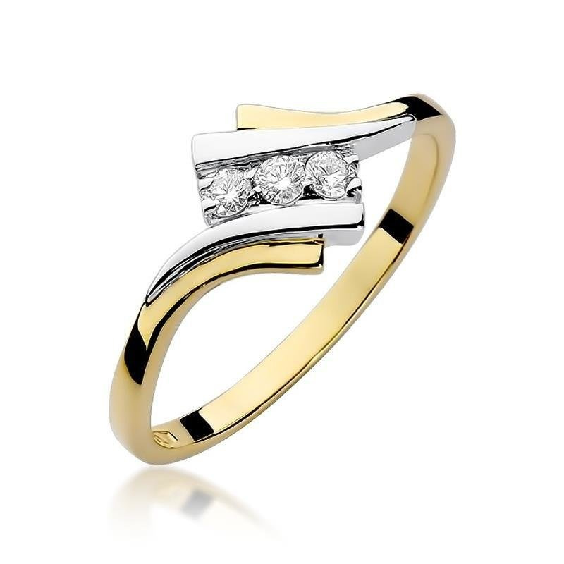 Złoty pierścionek zaręczynowy 585 brylant 0,09 ct
