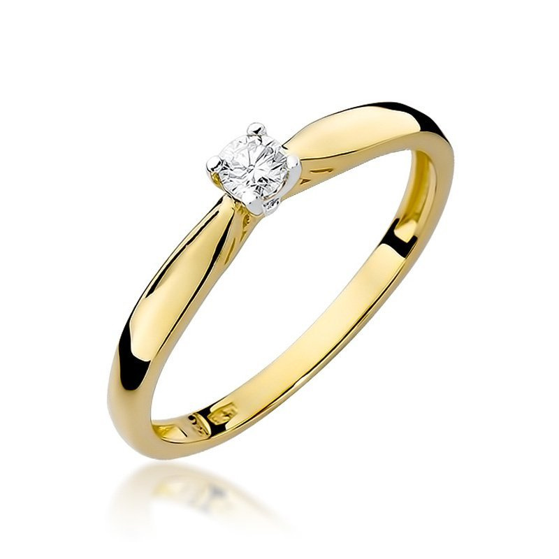 Złoty pierścionek zaręczynowy 585 brylant 0,10 ct
