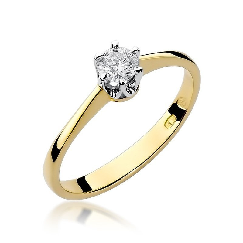 Złoty pierścionek zaręczynowy 585 brylant 0,10 ct