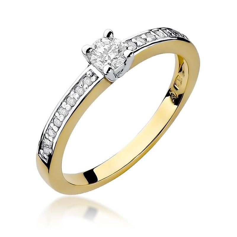 Złoty pierścionek zaręczynowy 585 brylant 0,13 ct