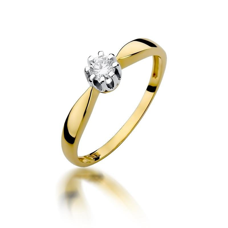 Złoty pierścionek zaręczynowy 585 brylant 0,15 ct w białej oprawie