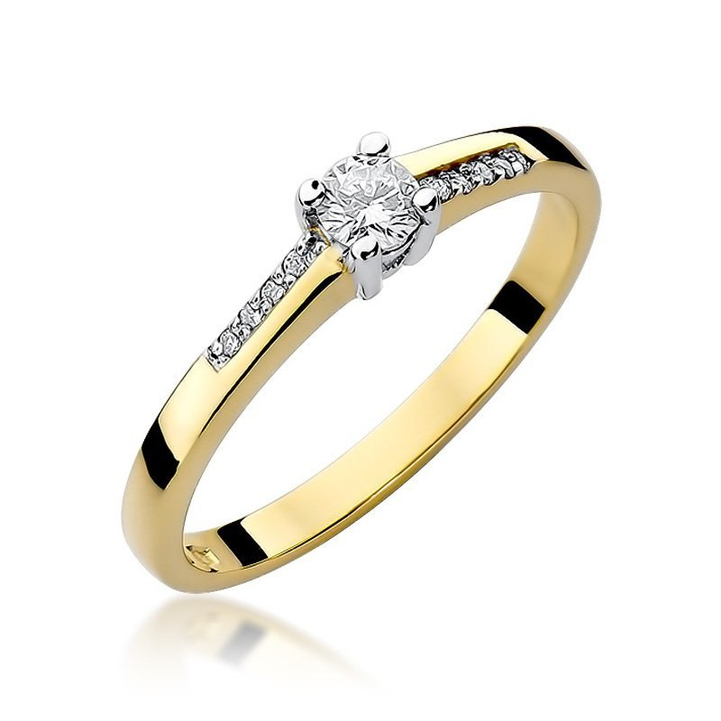 Złoty pierścionek zaręczynowy 585 brylant 0,19 ct