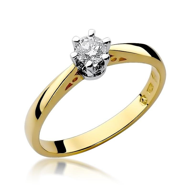 Złoty pierścionek zaręczynowy 585 brylant 0,25 ct