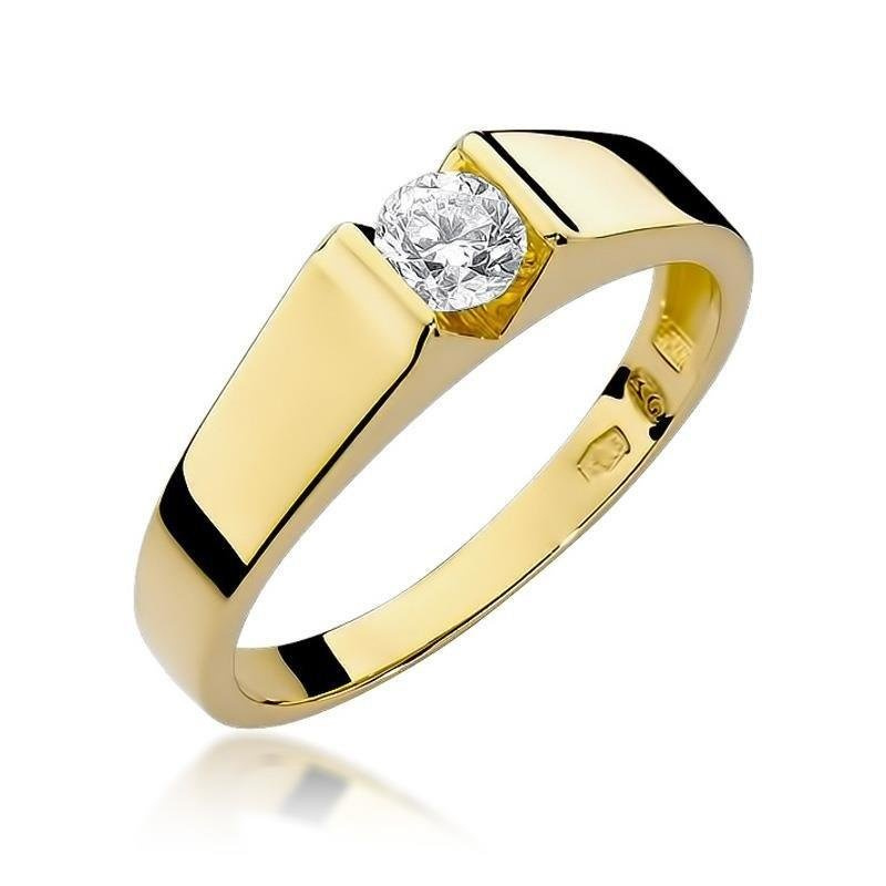 Złoty pierścionek zaręczynowy 585 obrączka z diamentem 0,30 ct