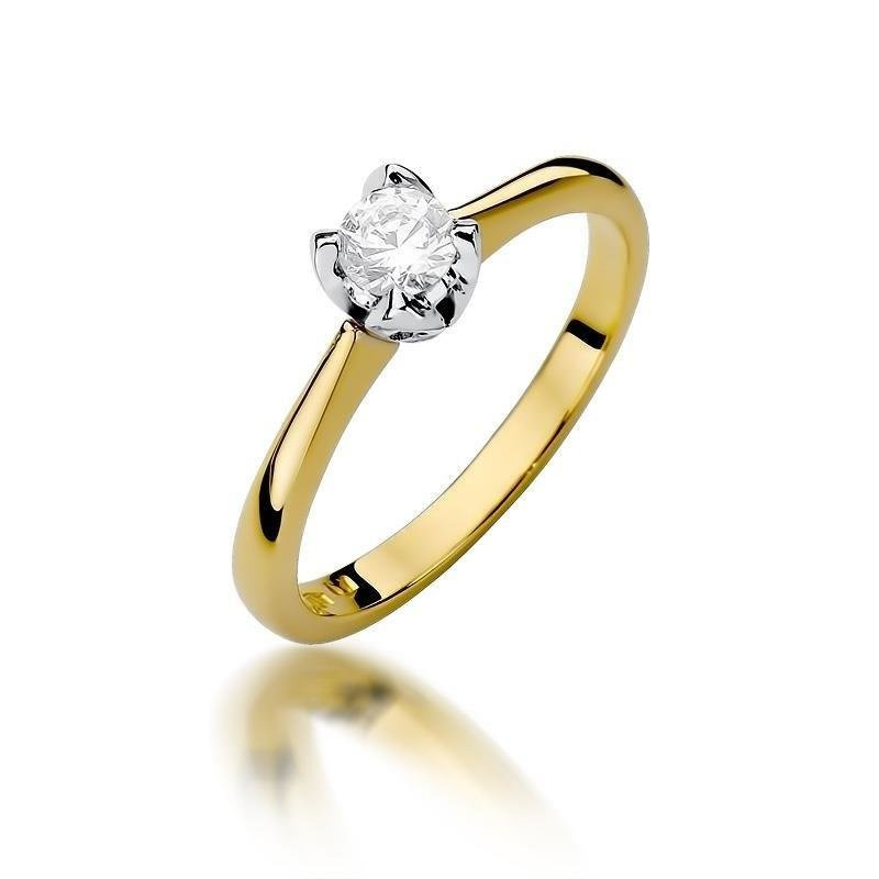 Złoty pierścionek zaręczynowy 585 z diamentem 0,30 ct