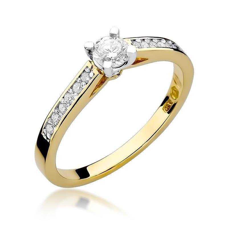 Złoty pierścionek zaręczynowy 585 z diamentem 0,36 ct