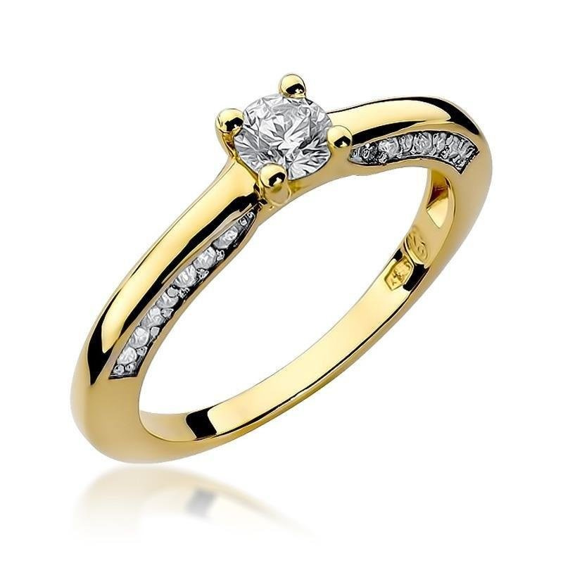 Złoty pierścionek zaręczynowy 585 z diamentem 0,44 ct