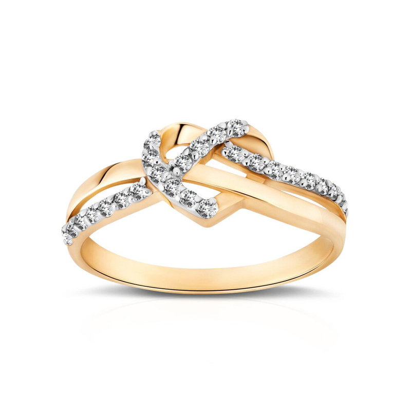 Złoty pierścionek zaręczynowy dla Ukochanej próba 585 SERCE brylanty 0,26 ct