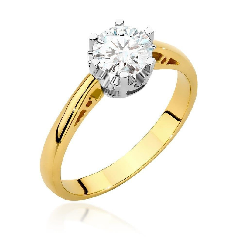 Złoty pierścionek zaręczynowy próba 585 brylant 0,70 ct