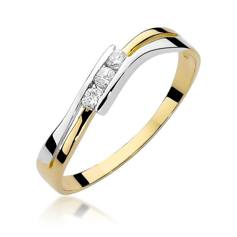 Złoty pierścionek zaręczynowy próby 585 diament 0,12 ct