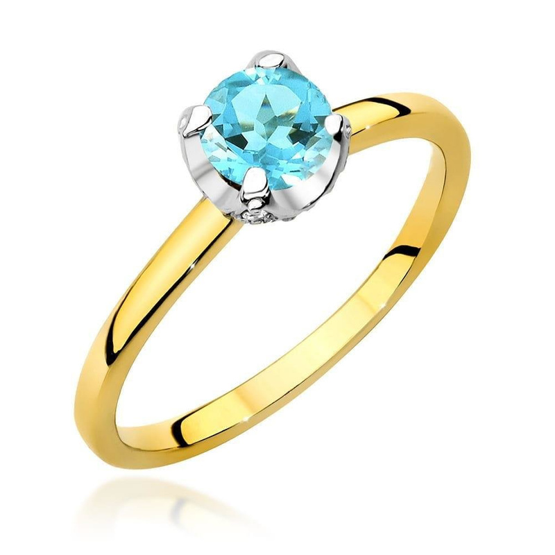 Złoty pierścionek zaręczynowy z diamentami i topazem 0,50 ct