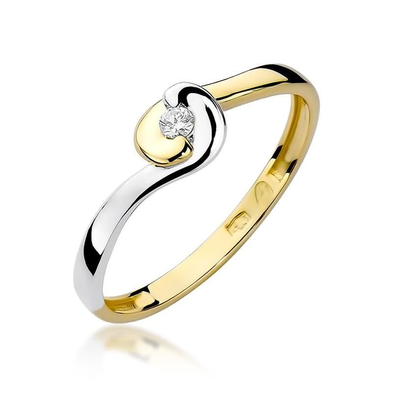 Złoty pierścionek zaręczynowy z diamentem 0,04 ct