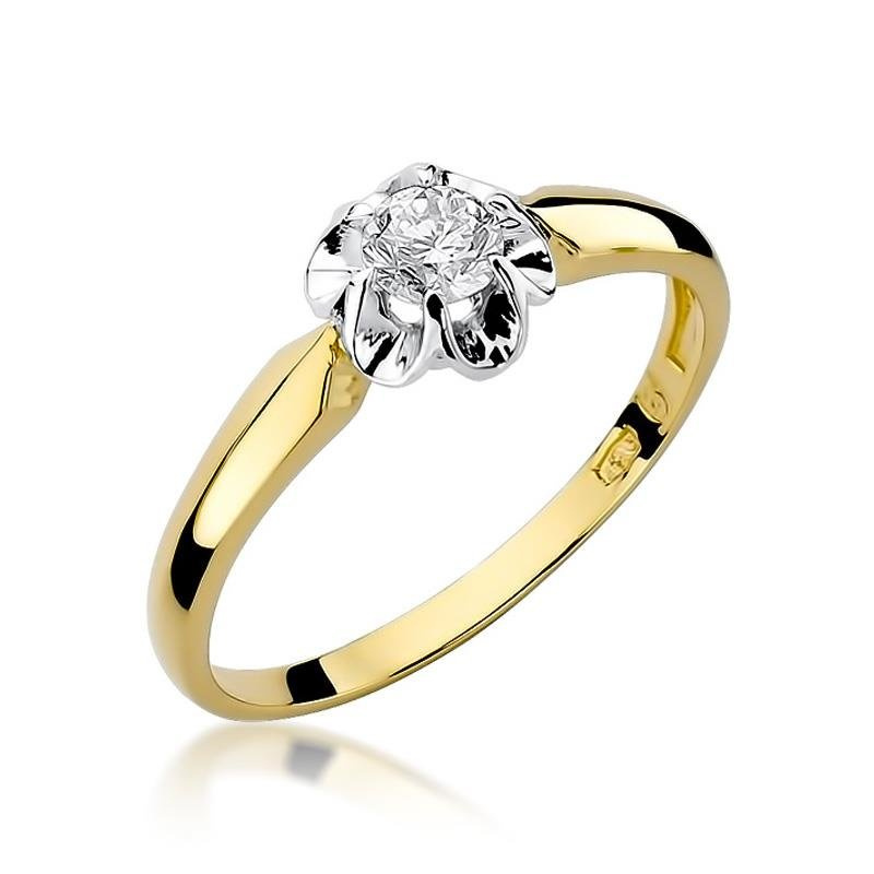 Złoty pierścionek zaręczynowy z diamentem 0,23 ct