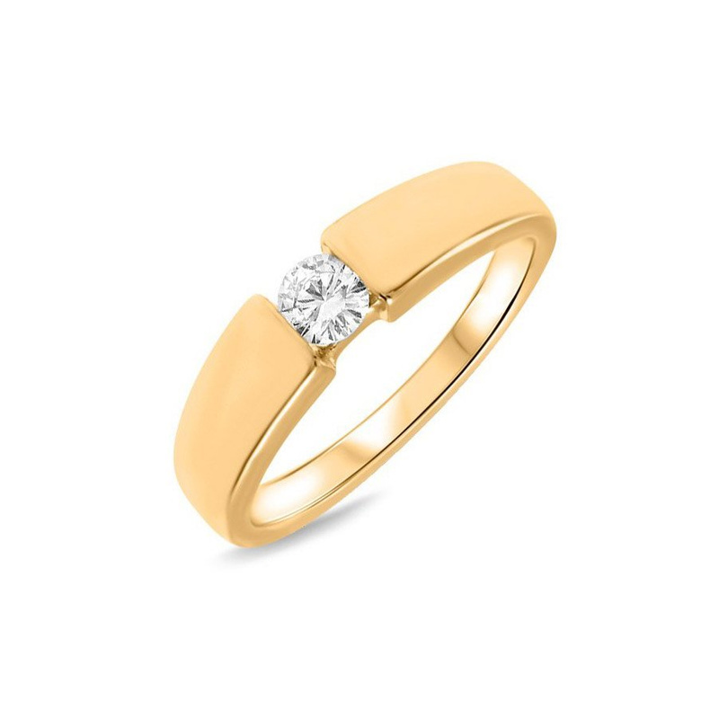 Złoty pierścionek zaręczynowy żółte złoto 585 diament 0,15 ct