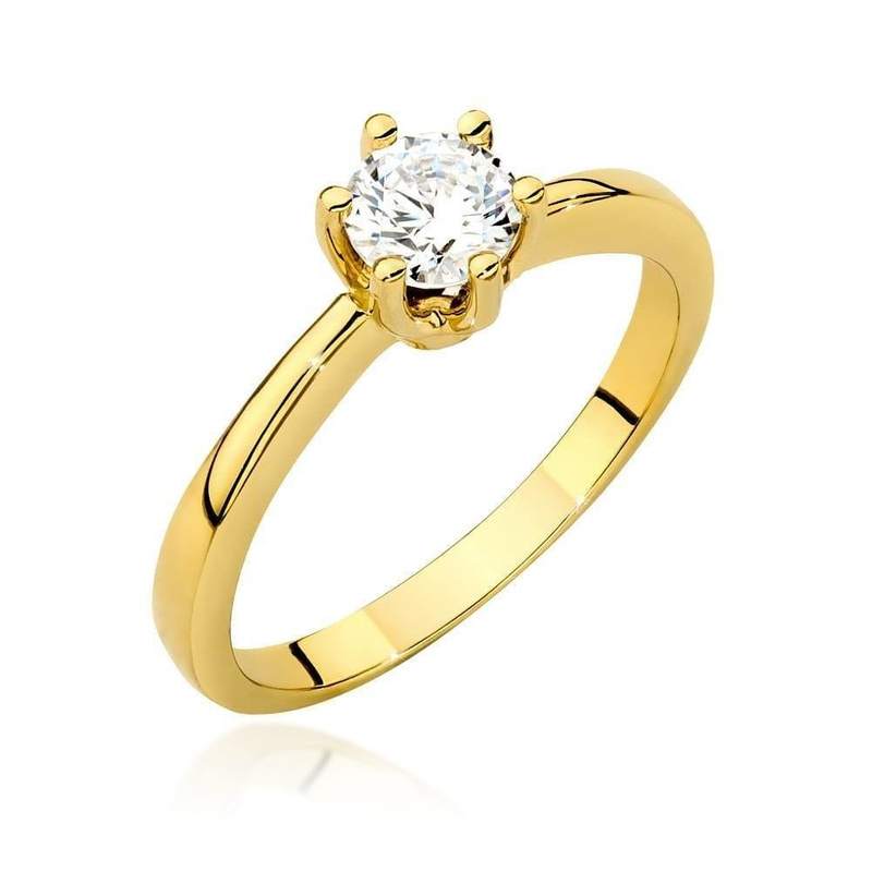Złoty pierścionek żółte złoto 585 jednokamieniowy  brylant 0,50 ct