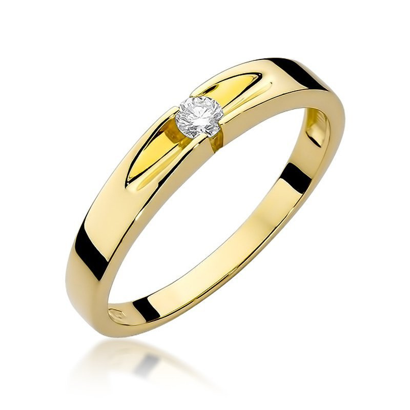 Złoty ponadczasowy pierścionek zaręczynowy 585 brylant 0,08 ct